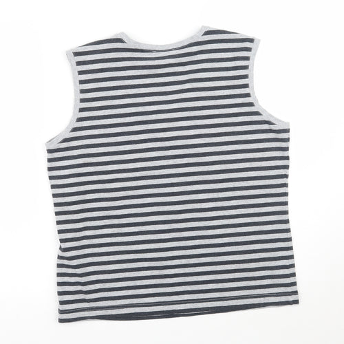 Blanco Womens Grey Striped  Basic T-Shirt Size 16