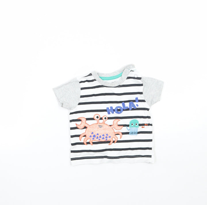 Nutmeg Baby White Striped  Basic T-Shirt Size 3-6 Months