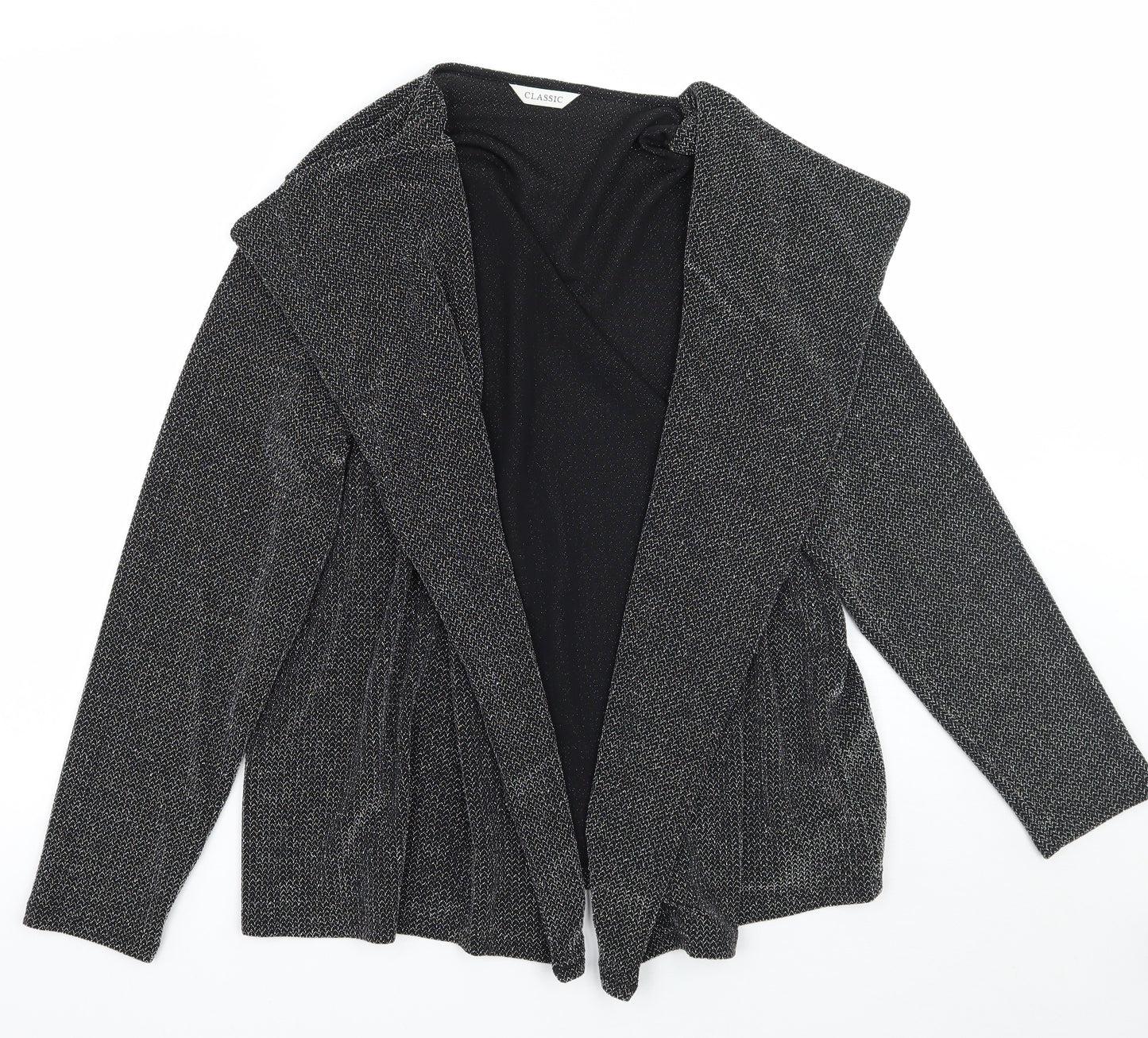 Marks and Spencer Womens Black Geometric  Cardigan Jumper Size 16