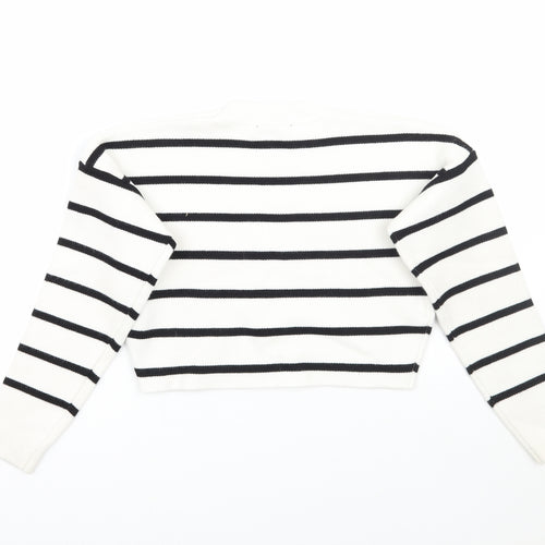 Newlook Girls White Striped  Pullover Jumper Size 8 Years