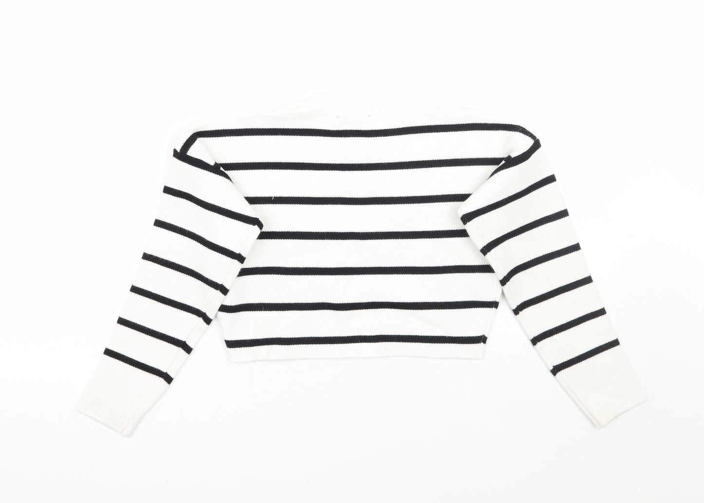 Newlook Girls White Striped  Pullover Jumper Size 8 Years