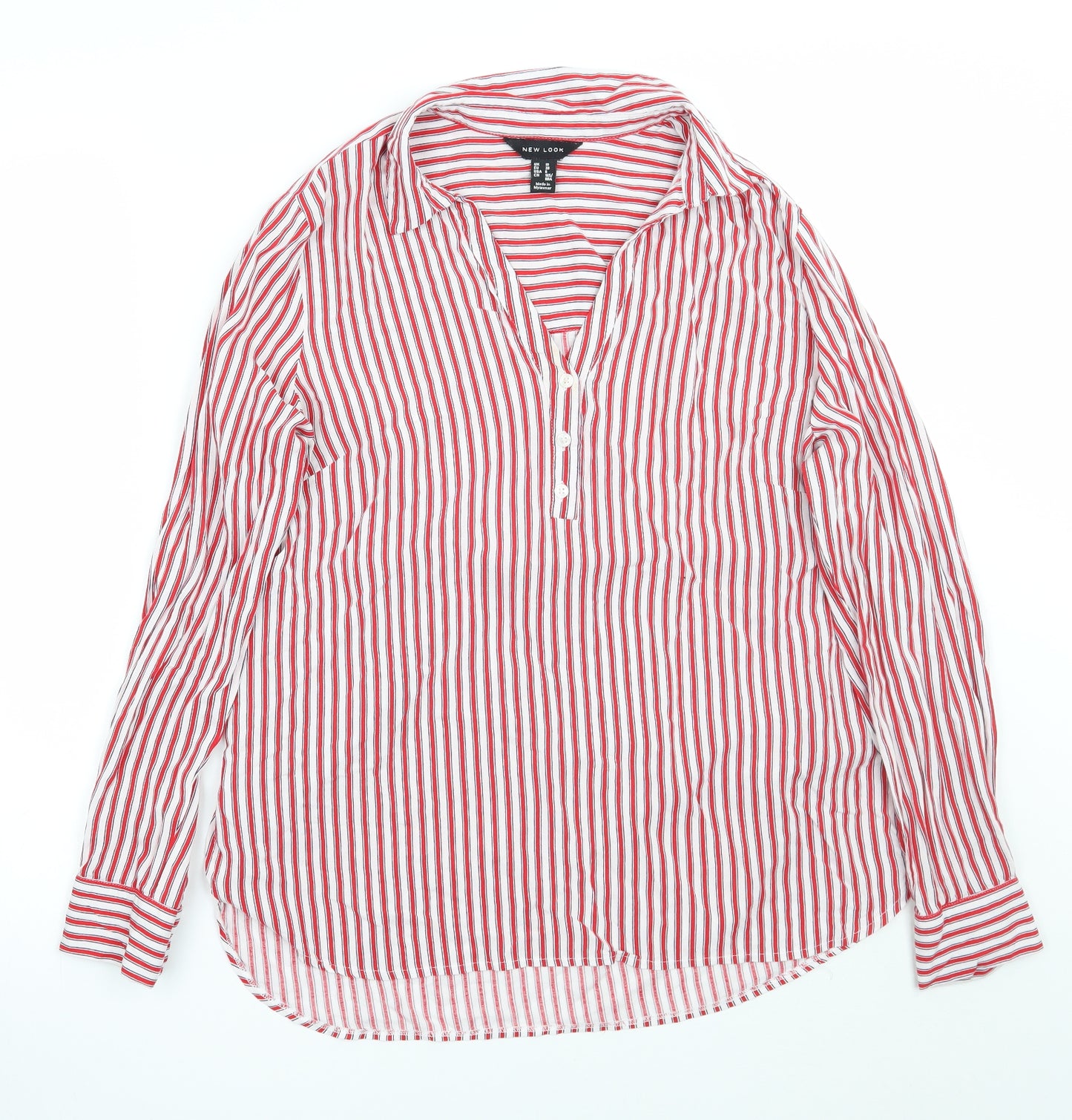 Newlook Womens White Striped  Basic Button-Up Size 10