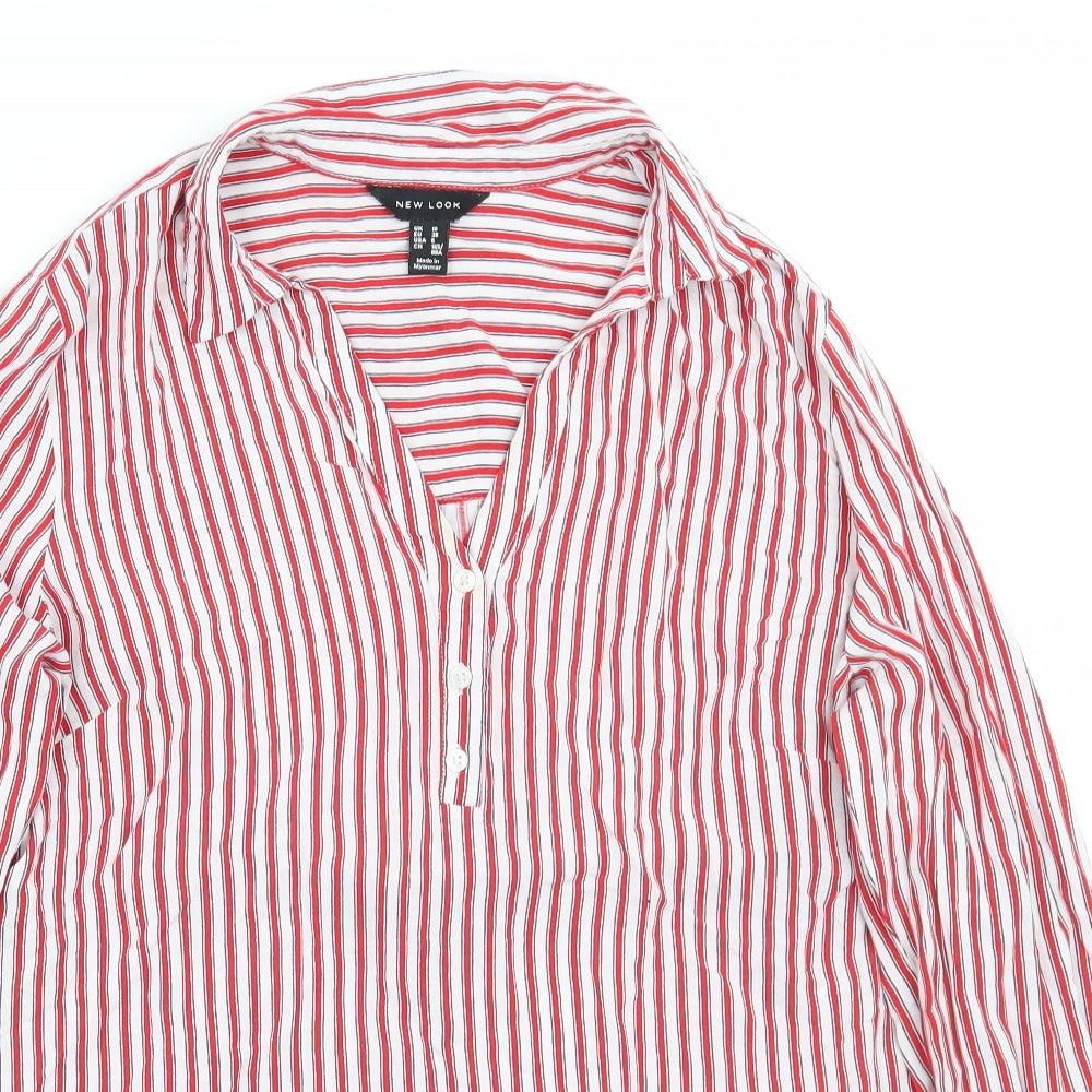 Newlook Womens White Striped  Basic Button-Up Size 10