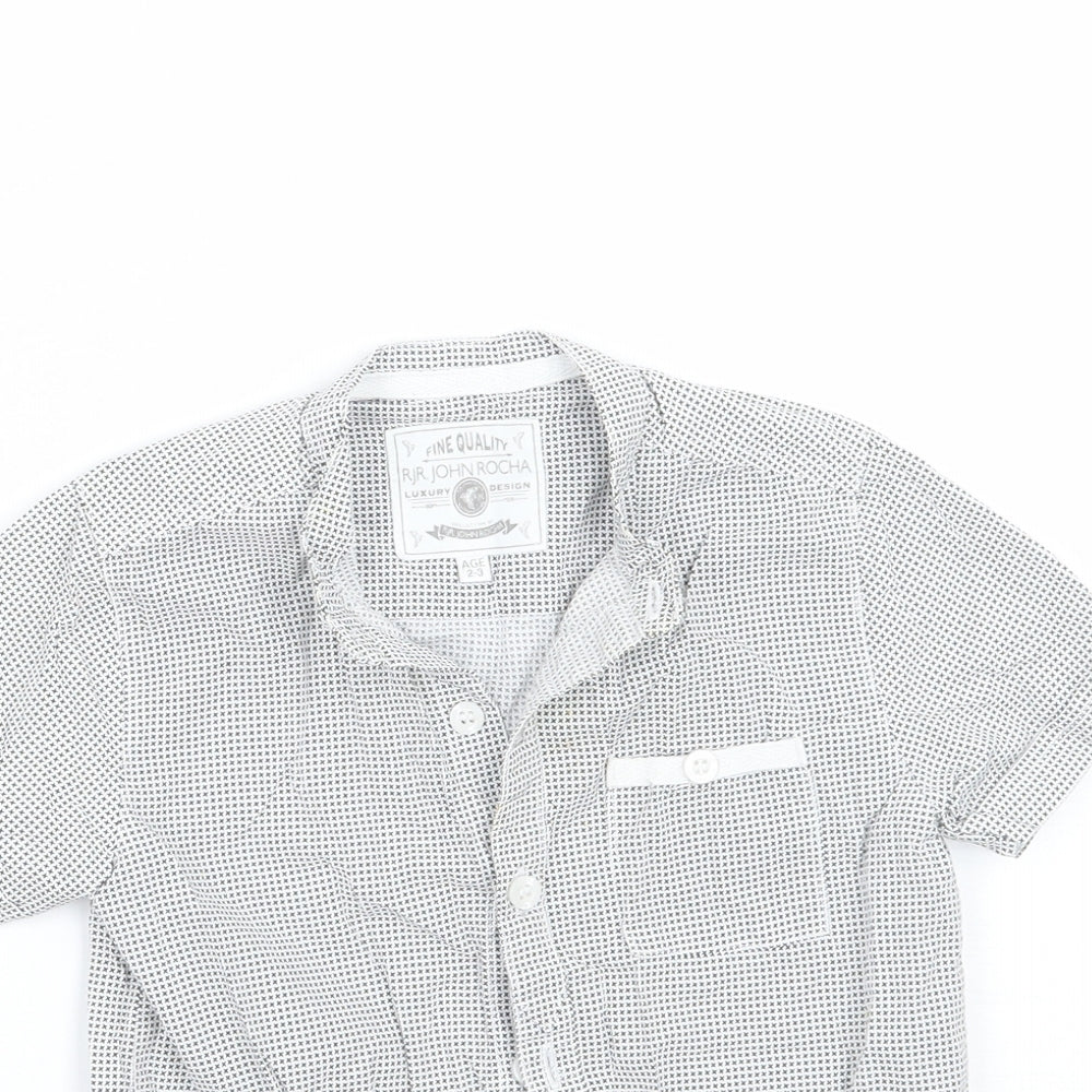 RJR.John Rocha Boys White Geometric  Basic Button-Up Size 2-3 Years