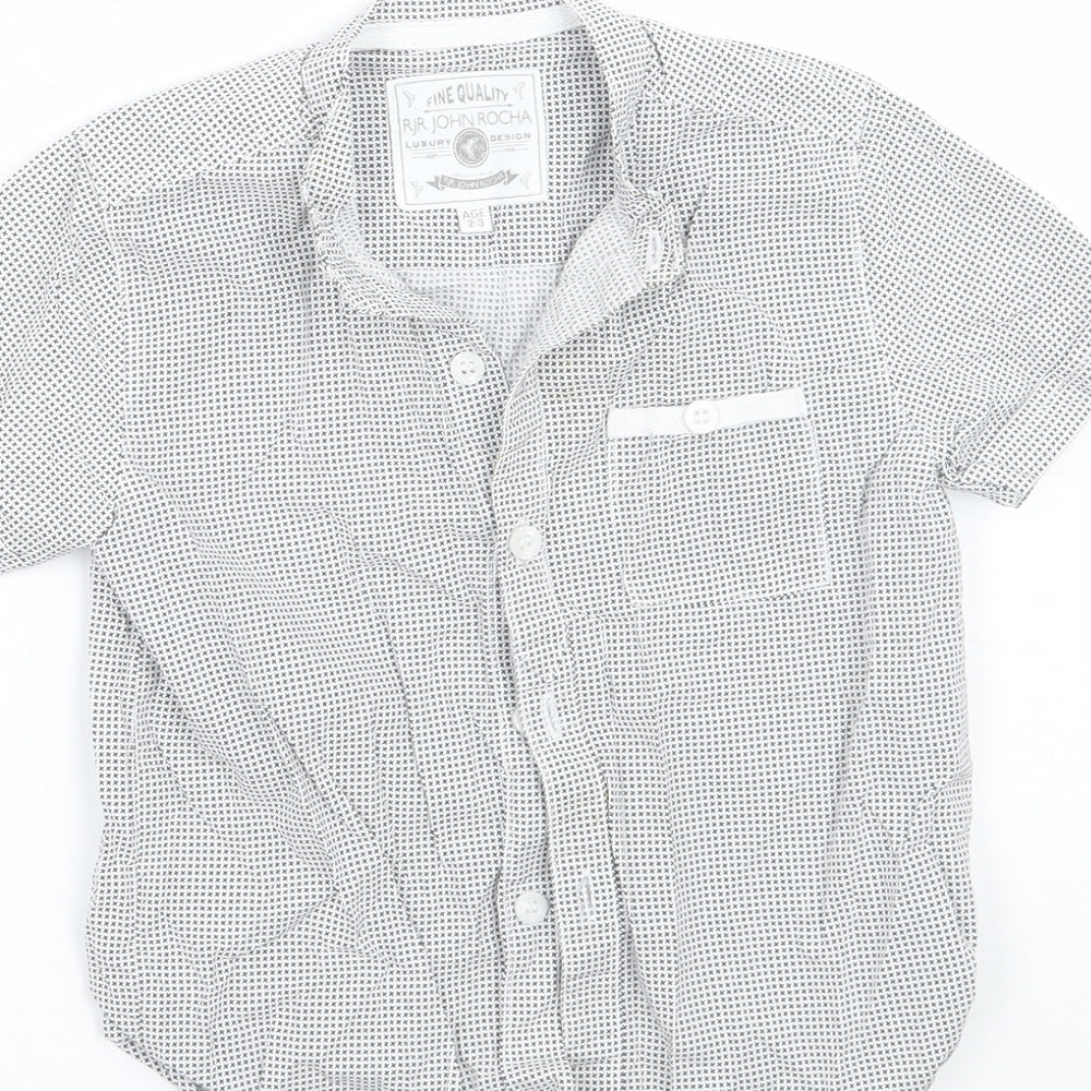 RJR.John Rocha Boys White Geometric  Basic Button-Up Size 2-3 Years