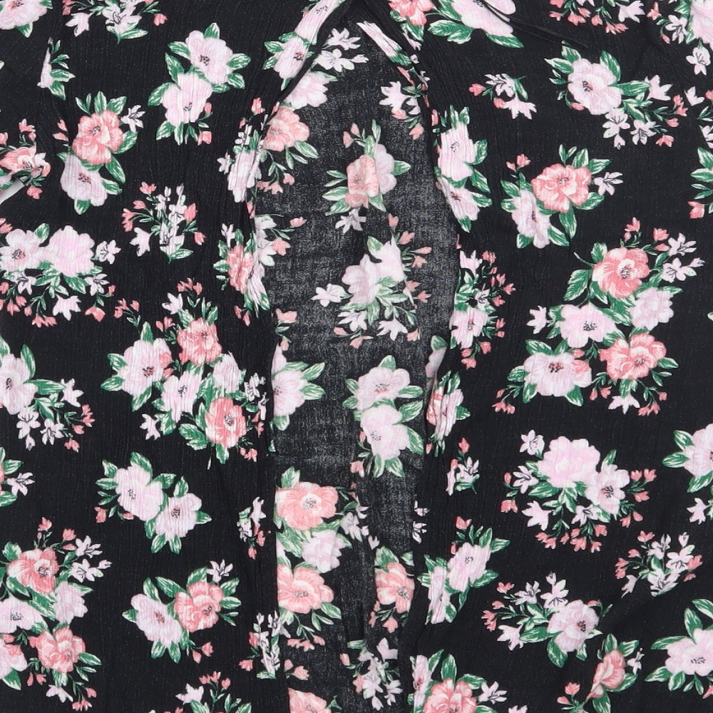Newlook Womens Black Floral  Basic Blouse Size 10