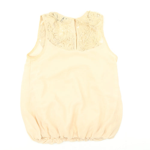 Dorothy Perkins Womens Beige   Basic Blouse Size 6  - Lace neckline