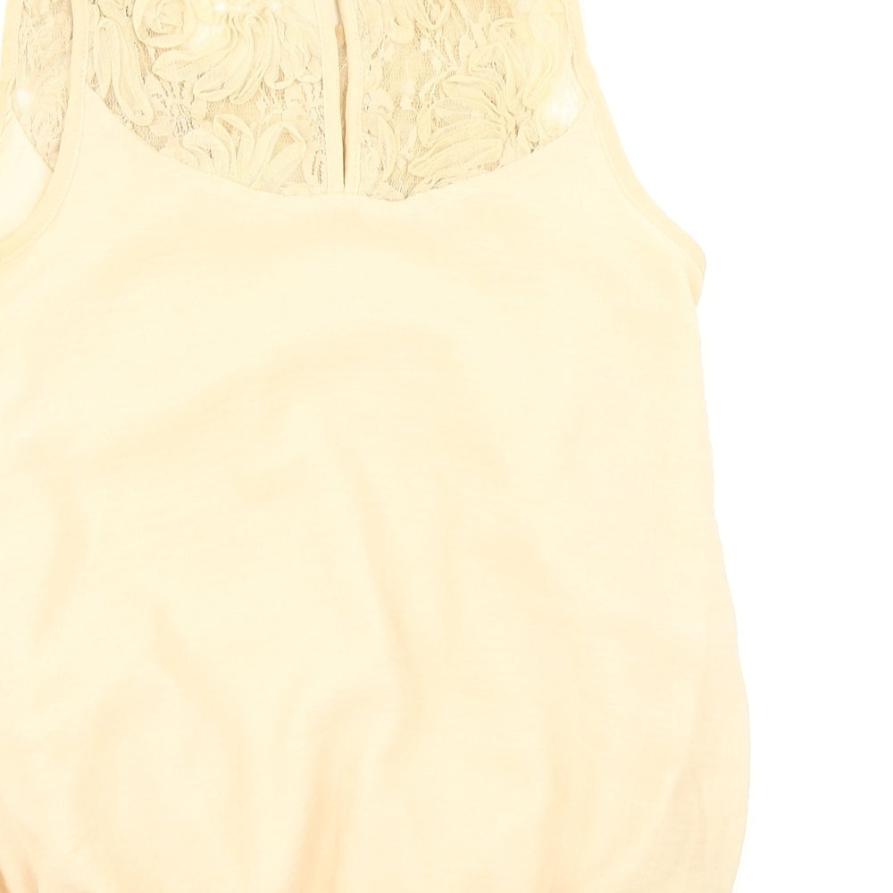 Dorothy Perkins Womens Beige   Basic Blouse Size 6  - Lace neckline