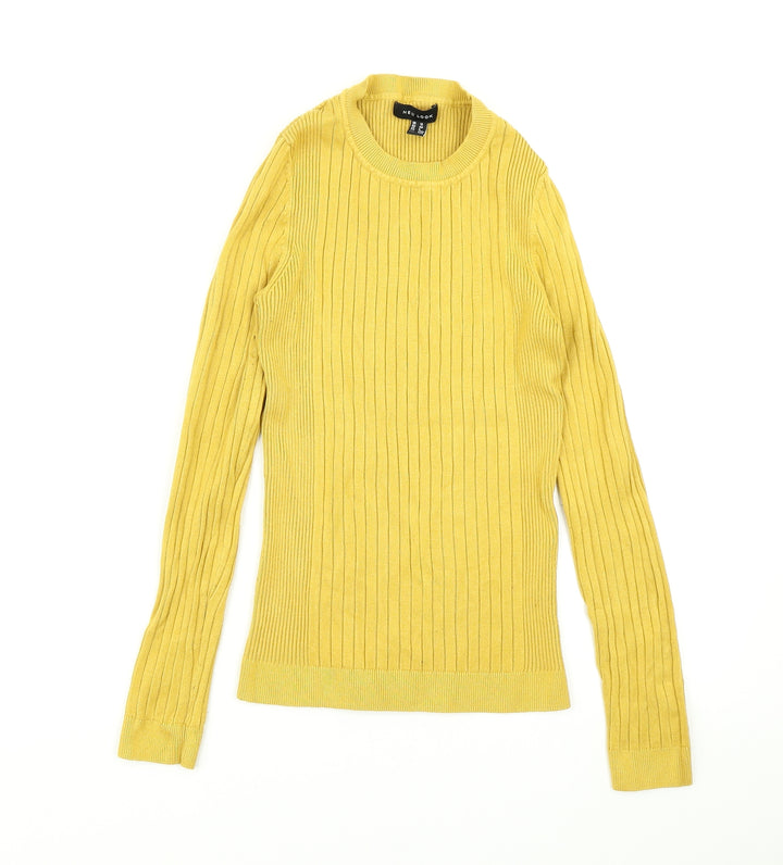 New Look Womens Yellow  Knit Pullover Jumper Size 12