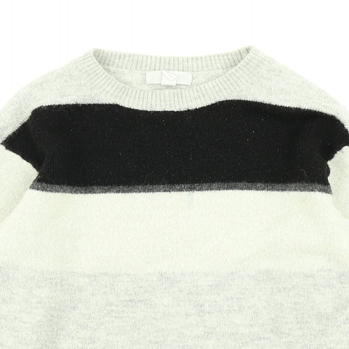 H&M Womens Grey Striped Knit Pullover Jumper Size XS