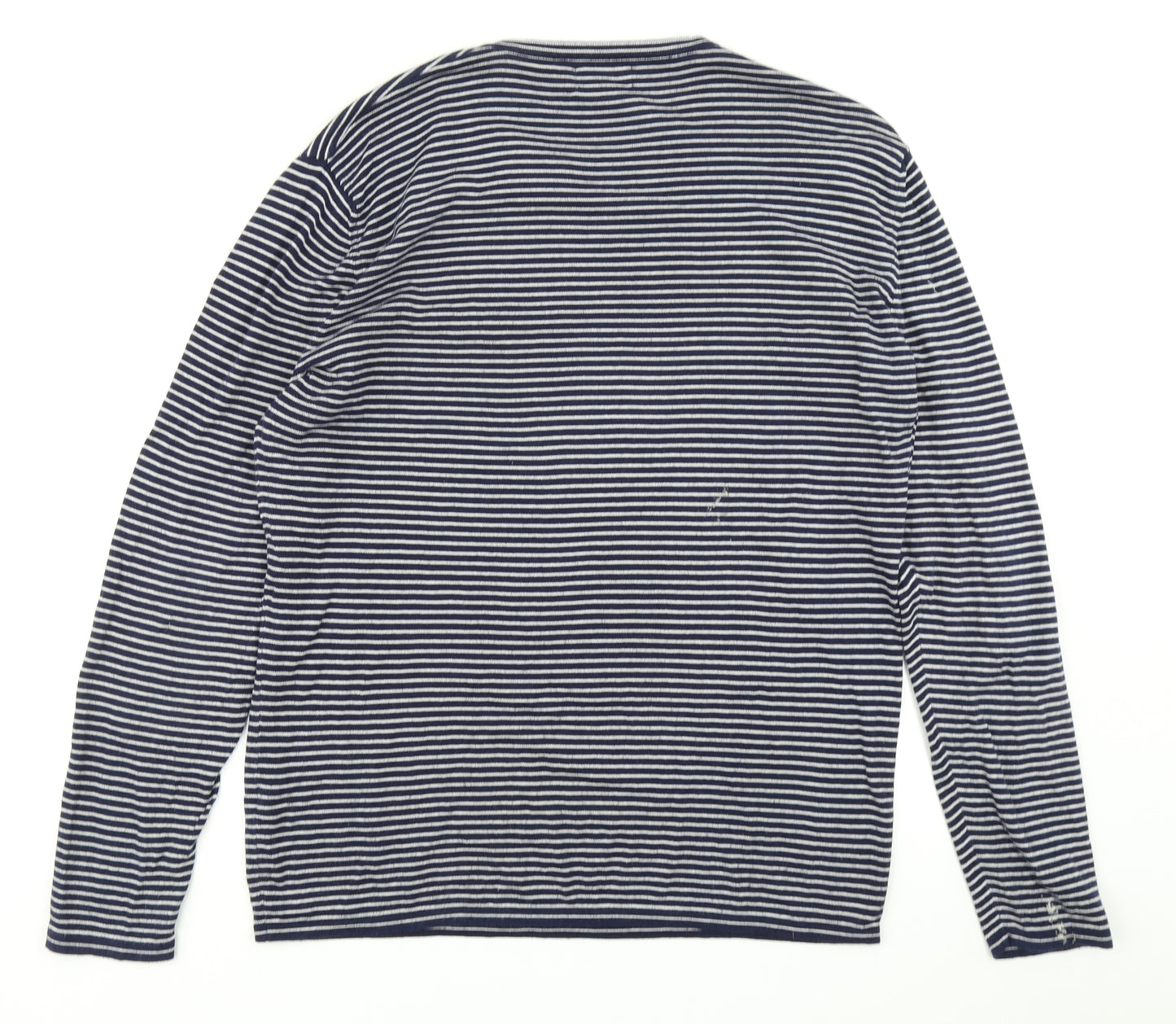 Zara Mens Blue Striped   T-Shirt Size XL
