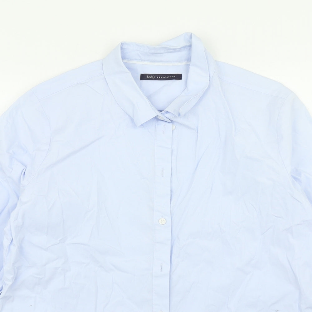 M&S Collection Womens Blue   Basic Button-Up Size 14