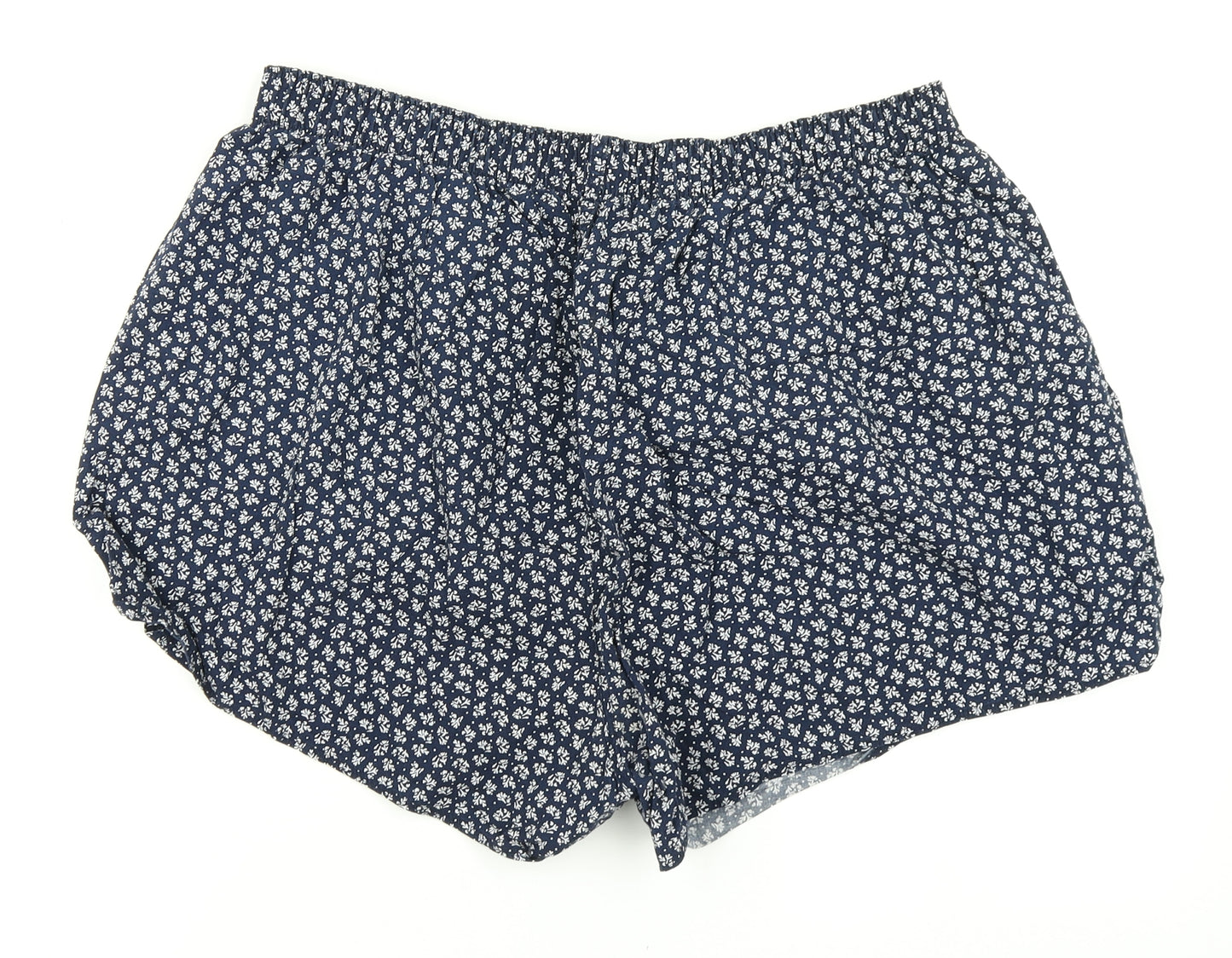 M&S Womens Blue Floral  Hot Pants Shorts Size XL