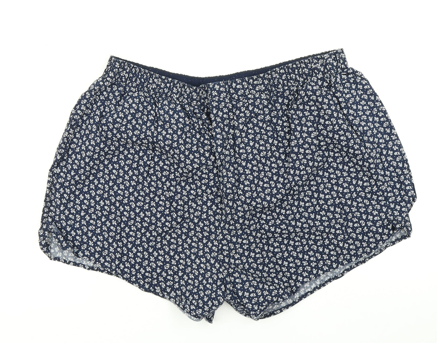 M&S Womens Blue Floral  Hot Pants Shorts Size XL