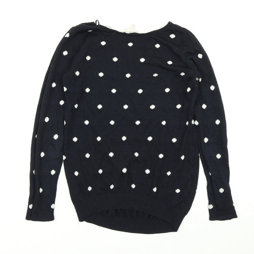 H&M Womens Blue Polka Dot Knit Pullover Jumper Size S
