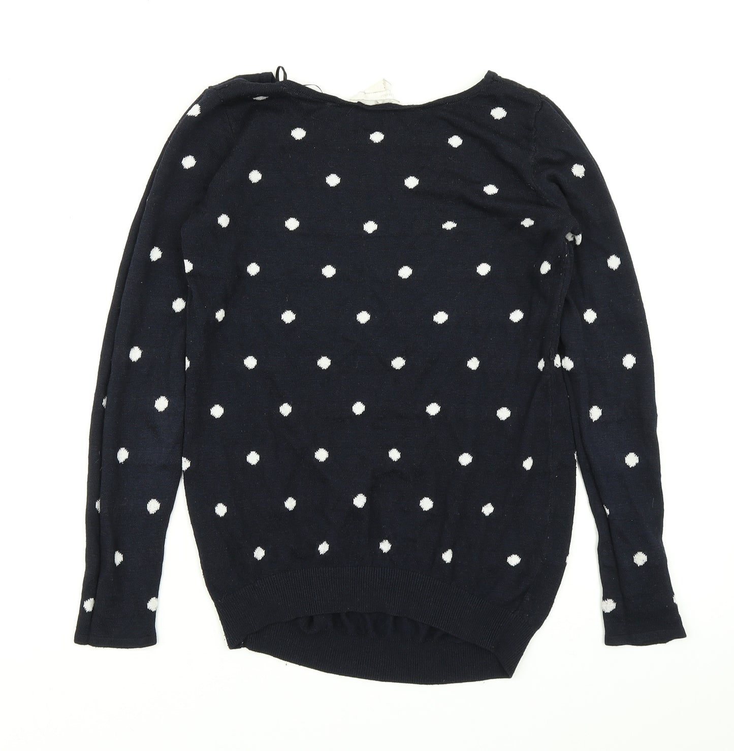 H&M Womens Blue Polka Dot Knit Pullover Jumper Size S