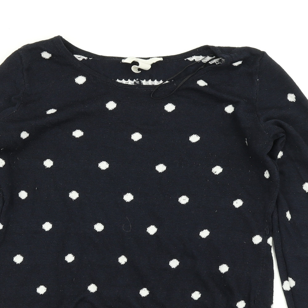 H&M Womens Blue Polka Dot Knit Pullover Jumper Size S