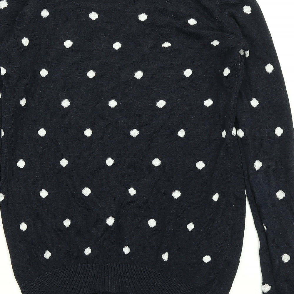 H&M Womens Blue Polka Dot Knit Pullover Jumper Size S