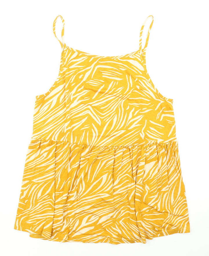 New Look Womens Yellow Animal Print  Camisole T-Shirt Size 12
