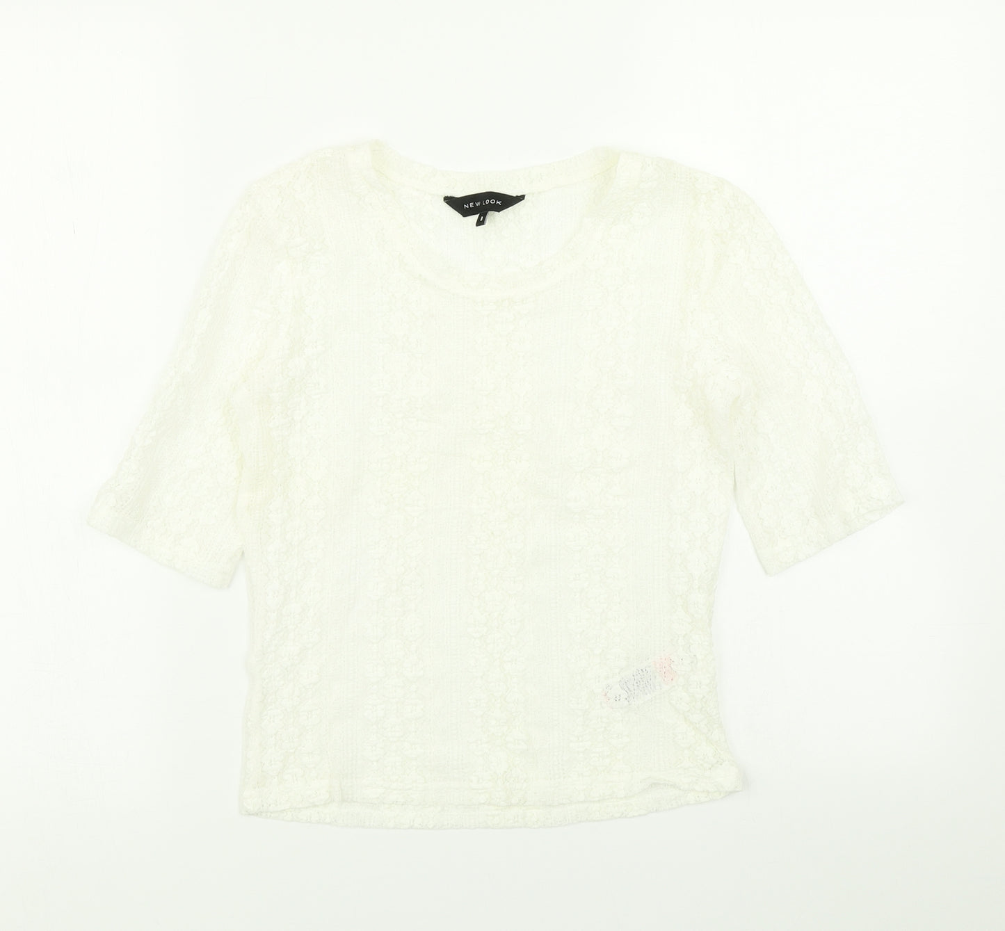 New Look Womens White Floral  Basic T-Shirt Size 8