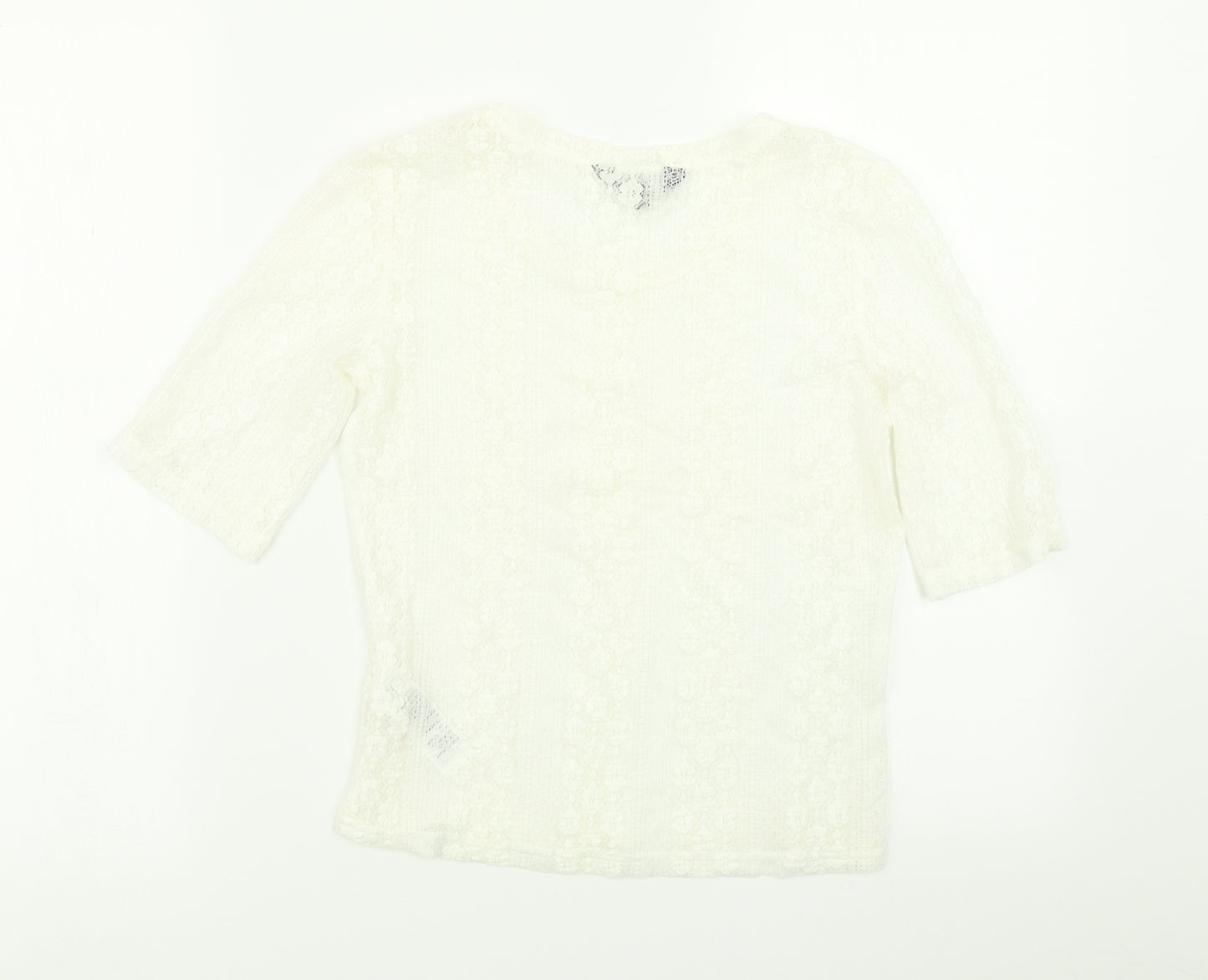 New Look Womens White Floral  Basic T-Shirt Size 8