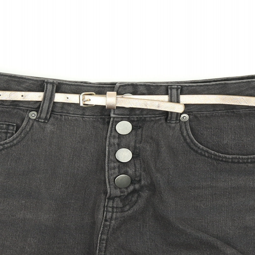 George Womens Black  Denim Hot Pants Shorts Size 10