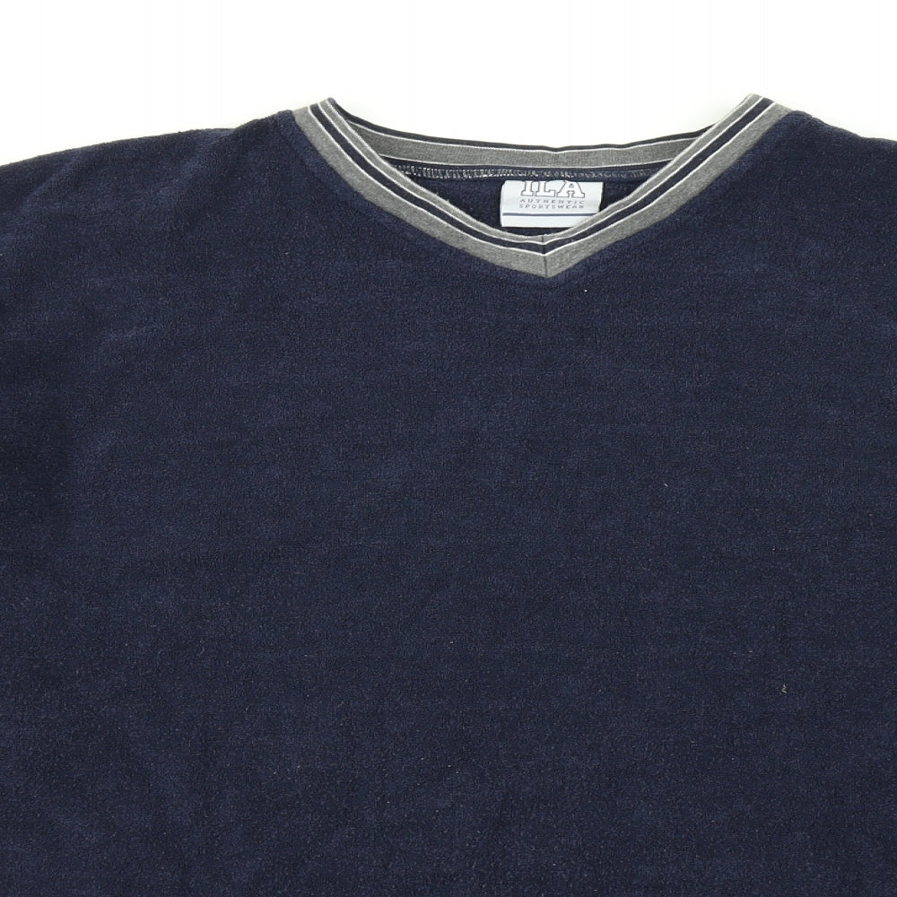 ILA Authentic Sportswear Mens Blue  Fleece Pullover Sweatshirt Size L