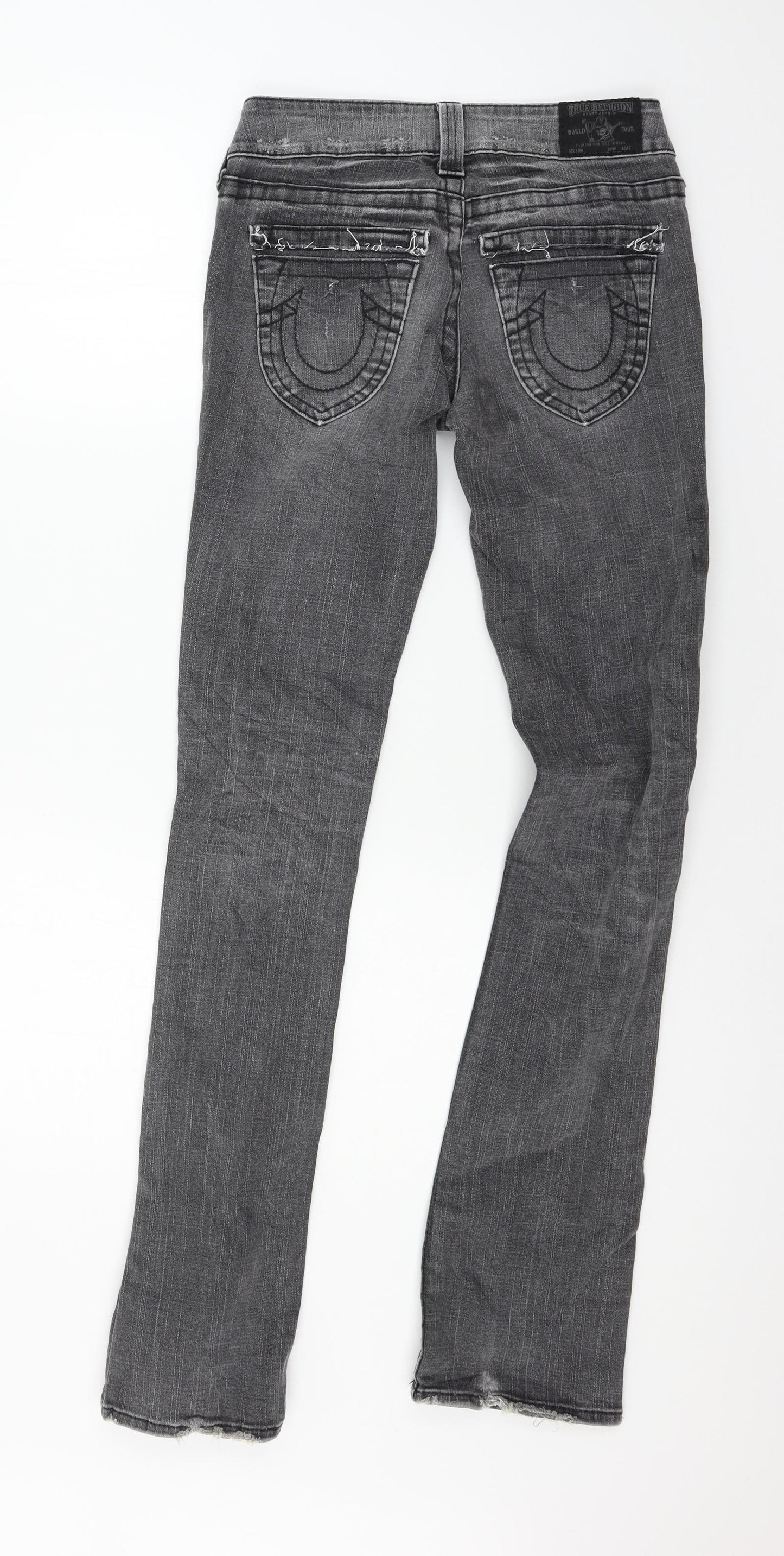 True Religion Womens Grey  Denim Straight Jeans Size 25 in L32 in