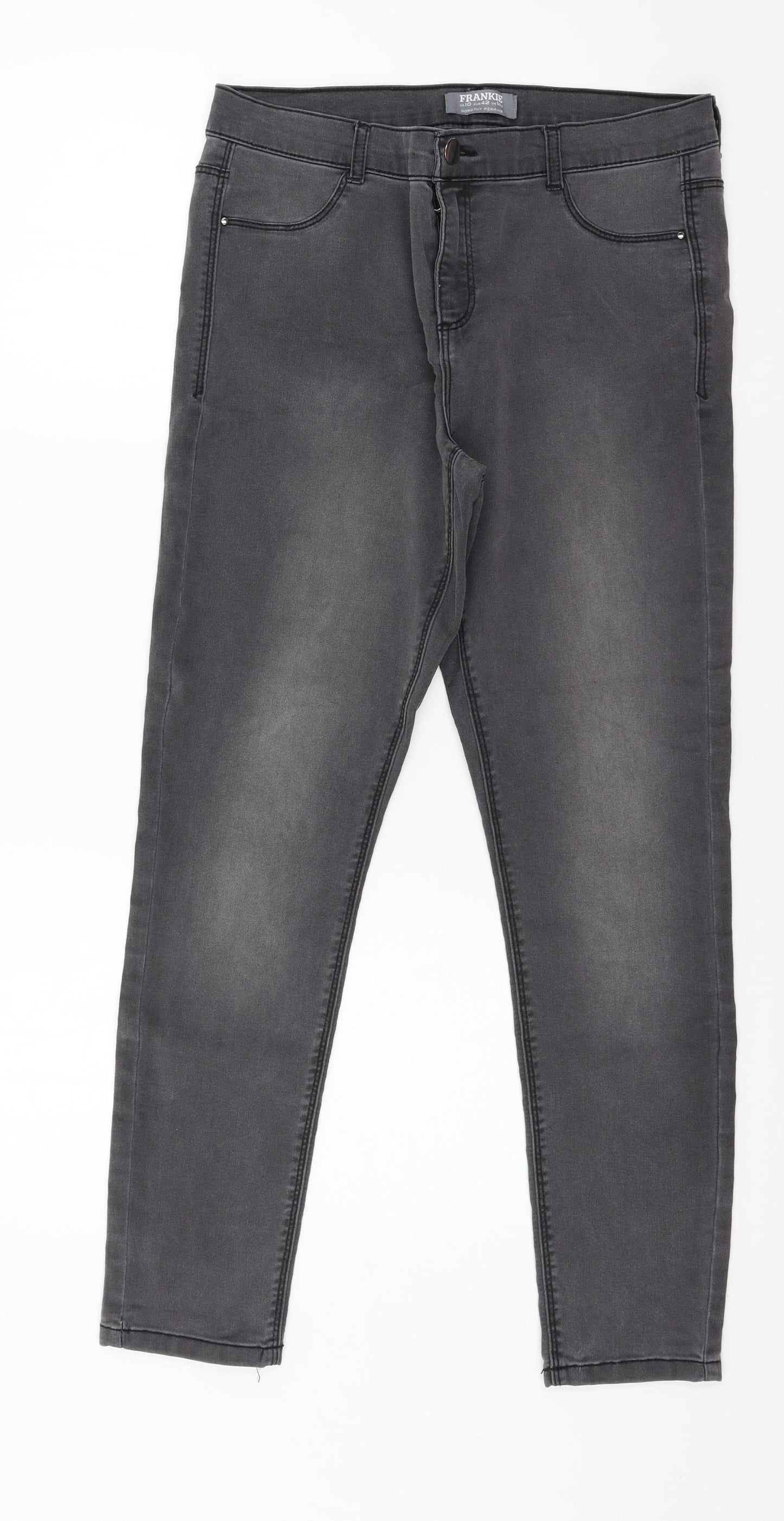Dorothy Perkins Womens Grey  Denim Skinny Jeans Size 14 L27 in
