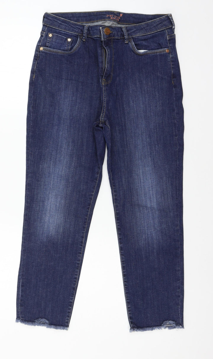 Per Una Womens Blue Denim Skinny Jeans Size 30 in L23 in