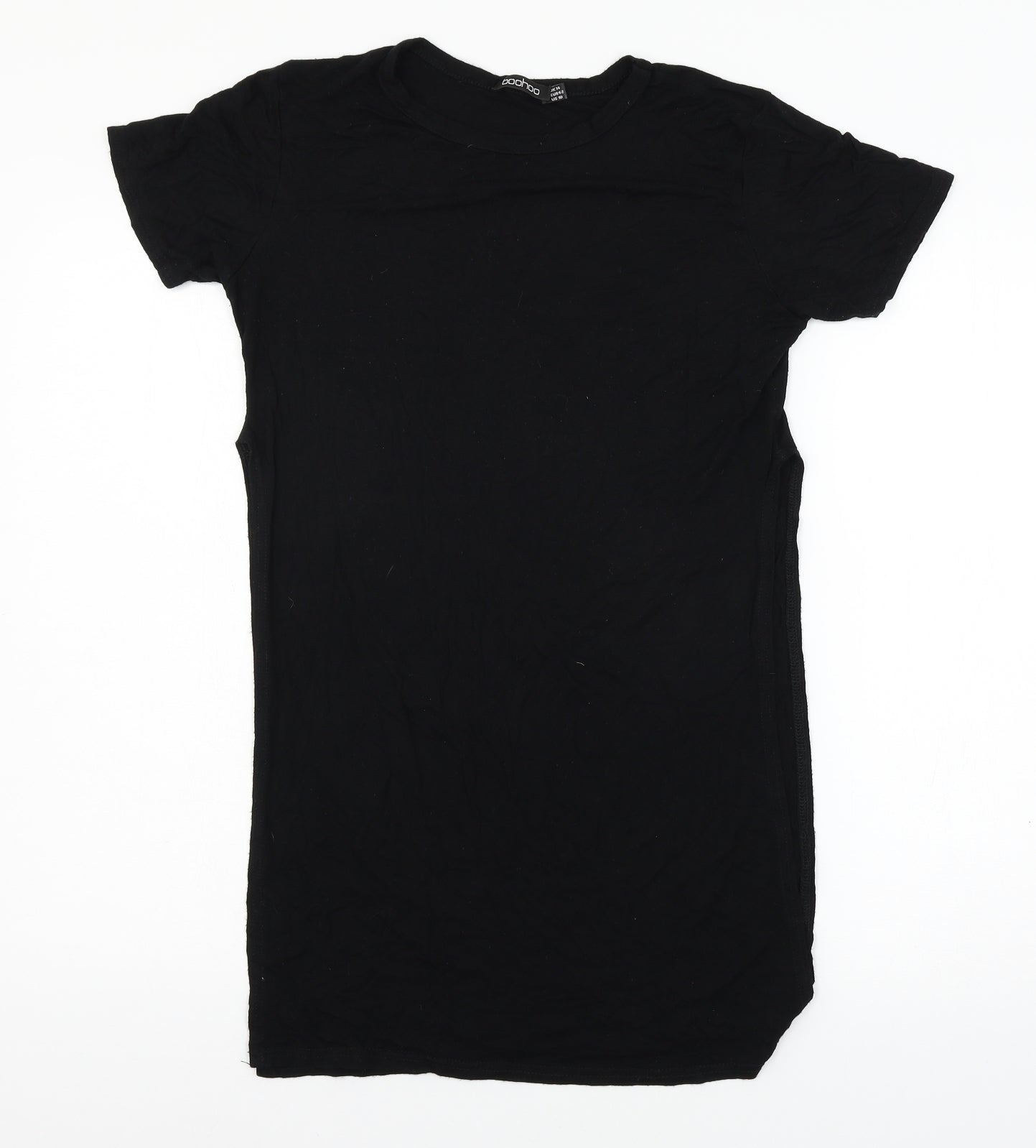 Boohoo Womens Black  Jersey Basic T-Shirt Size 14  - Split sides