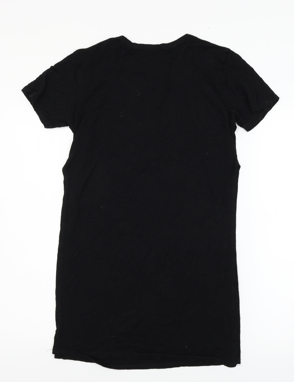 Boohoo Womens Black  Jersey Basic T-Shirt Size 14  - Split sides