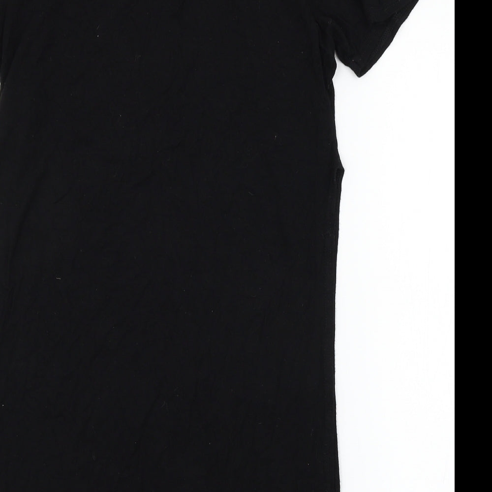 Boohoo Womens Black  Jersey Basic T-Shirt Size 14  - Split sides