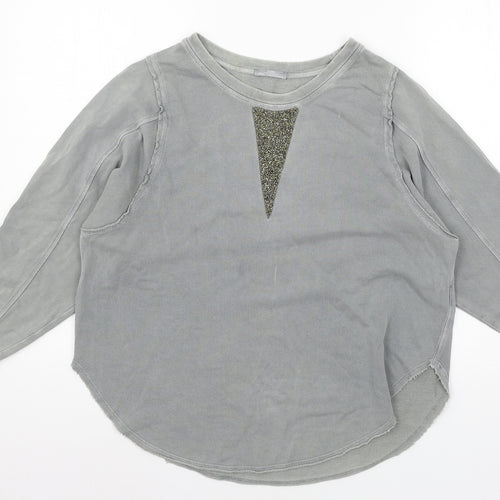 Zara Womens Grey Batik Jersey Pullover Sweatshirt Size S