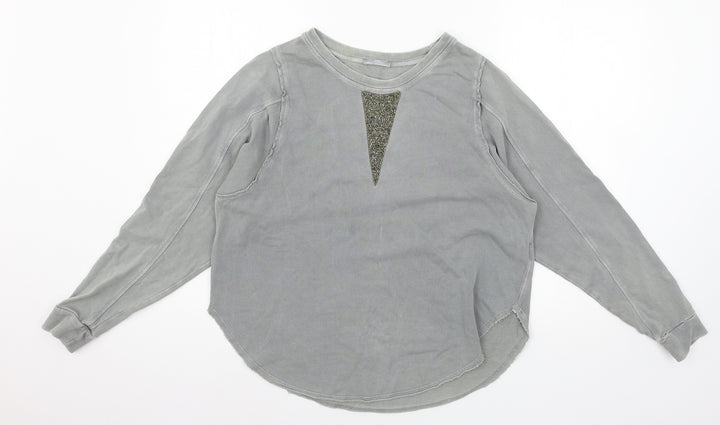 Zara Womens Grey Batik Jersey Pullover Sweatshirt Size S