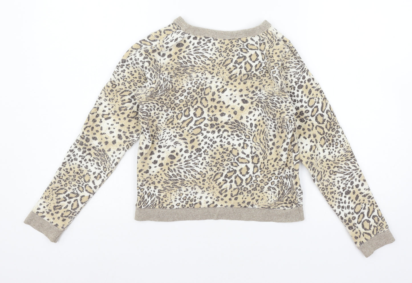Internacionale Girls Brown Animal Print Jersey Pullover Sweatshirt Size 10 Years
