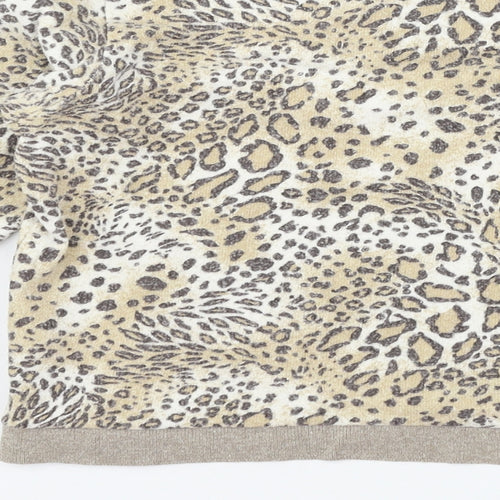 Internacionale Girls Brown Animal Print Jersey Pullover Sweatshirt Size 10 Years