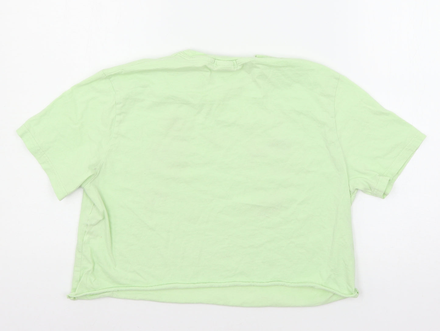 Bershka Girls Green  Jersey Basic T-Shirt Size XS  - Mickey and Minnie