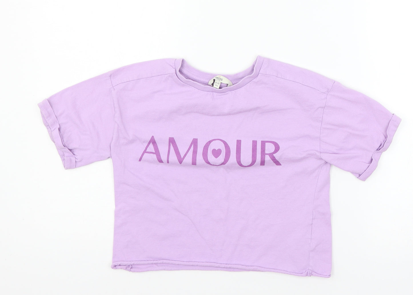 Miss E-vie Girls Purple  Jersey Basic T-Shirt Size 11-12 Years  - Amour