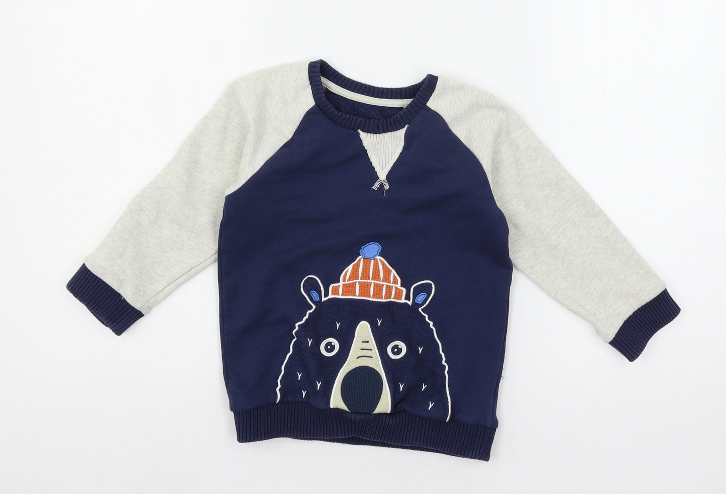 Mothercare Boys Blue  Jersey Pullover Sweatshirt Size 4-5 Years  - Bear