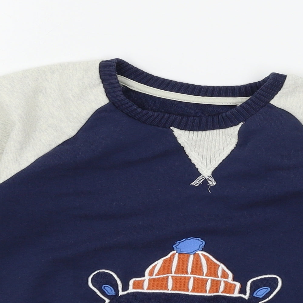 Mothercare Boys Blue  Jersey Pullover Sweatshirt Size 4-5 Years  - Bear