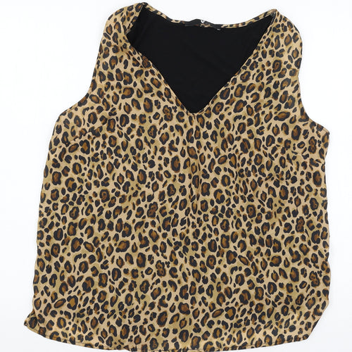Very Womens Brown Animal Print  Basic Blouse Size 14