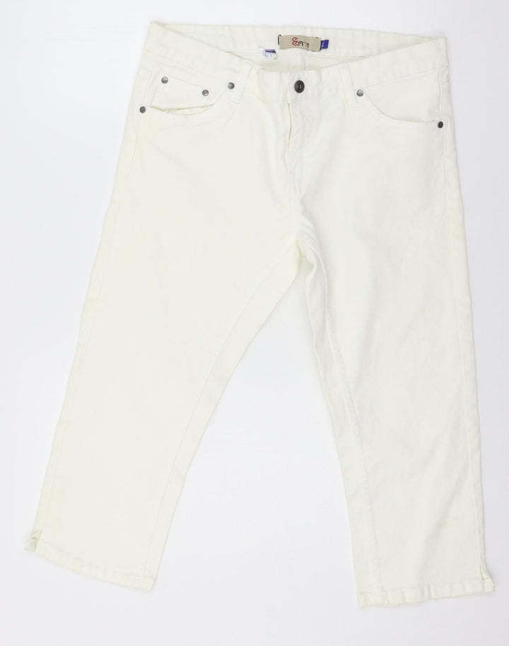 Denim Club Womens White Denim Cropped Jeans Size 16 L21 in