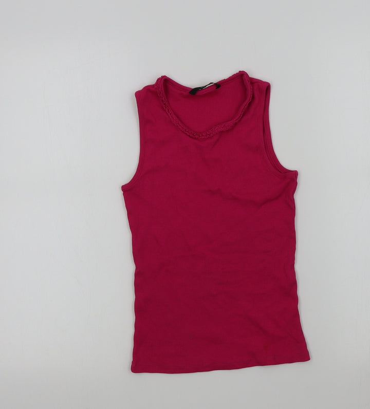 George Girls Pink Colourblock  Basic T-Shirt Size 10-11 Years