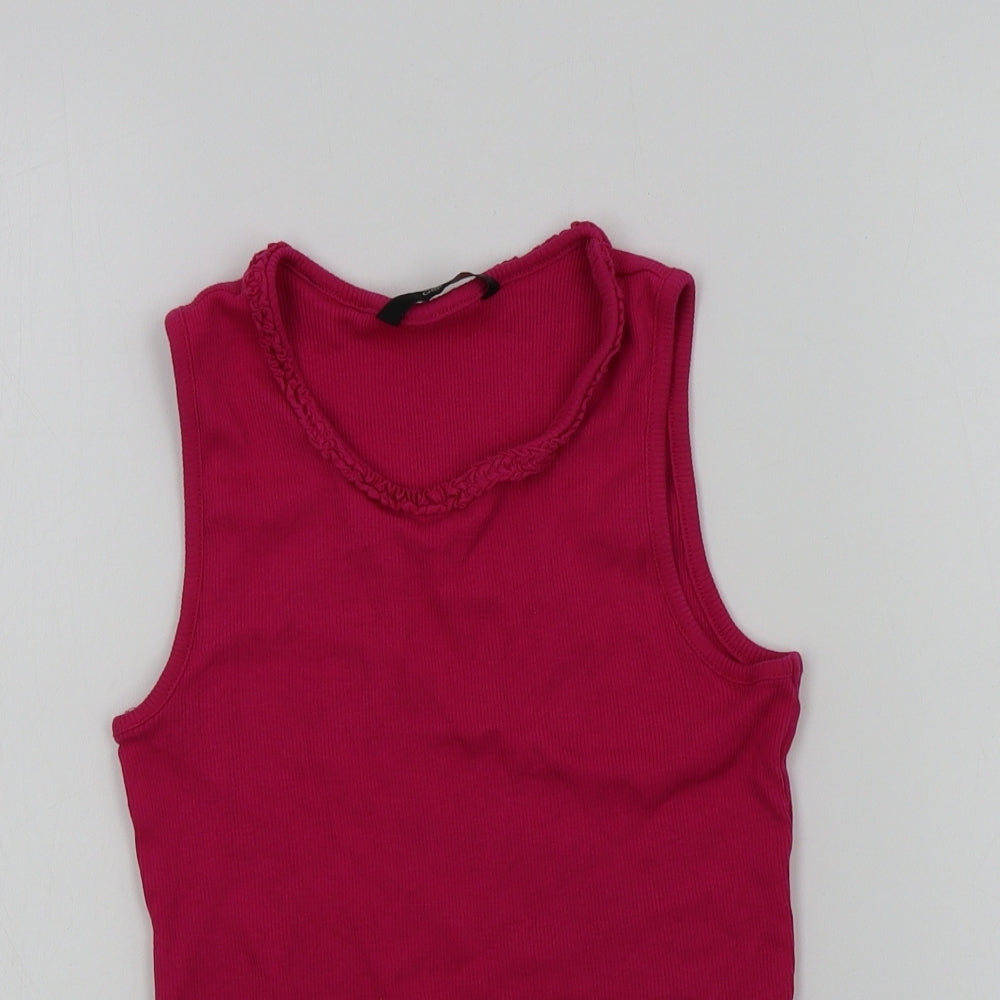 George Girls Pink Colourblock  Basic T-Shirt Size 10-11 Years