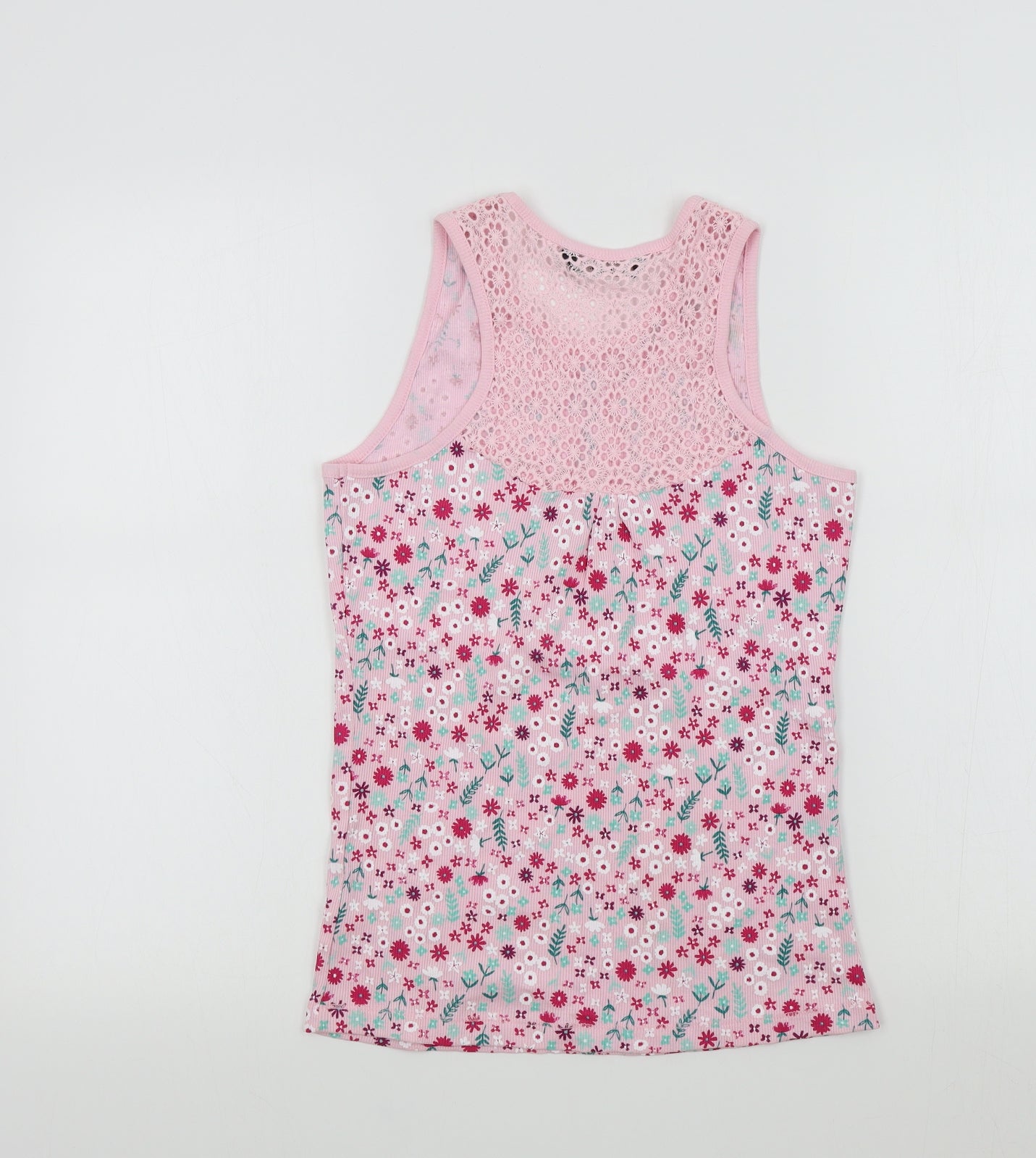 George Girls Pink Floral  Basic T-Shirt Size 13-14 Years