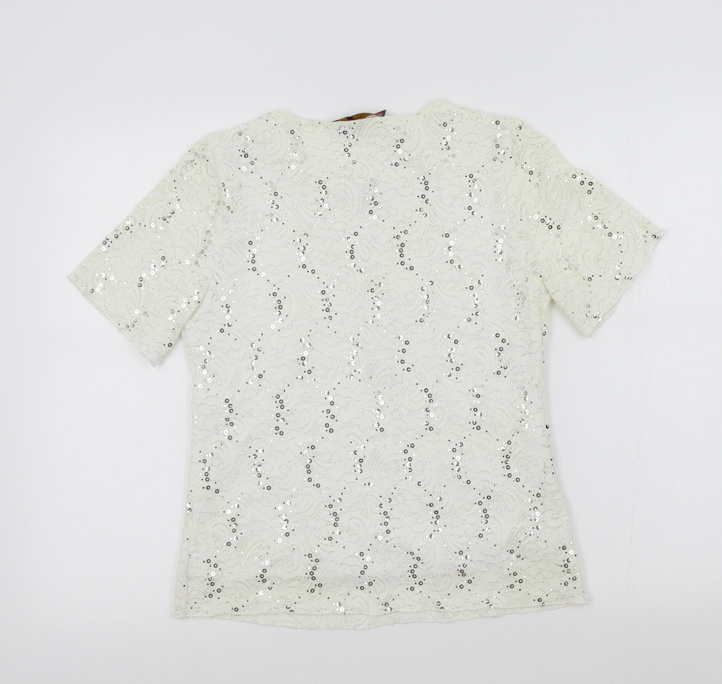 charlotte gold Womens White   Basic T-Shirt Size 12  - sparkle detail