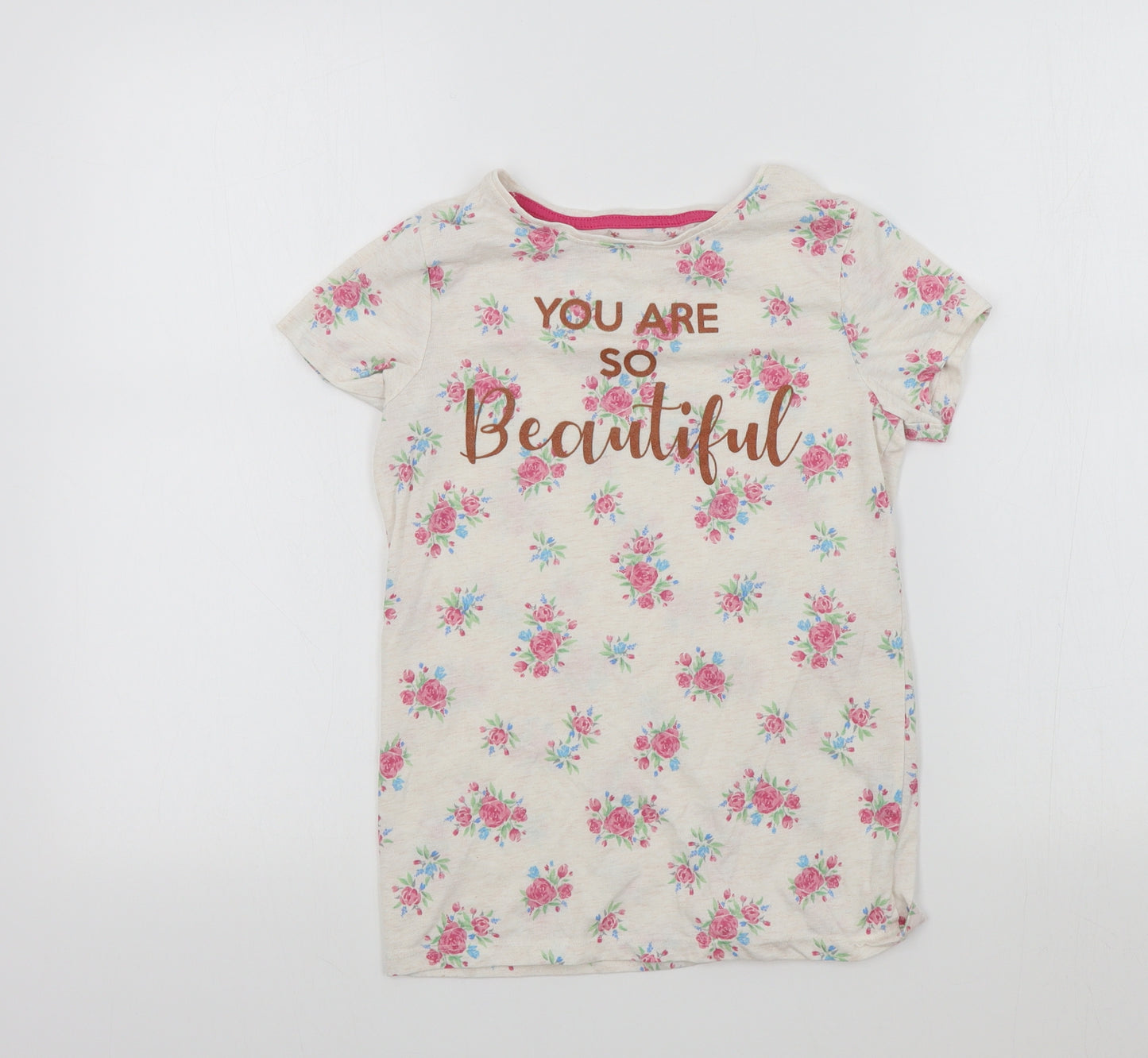 Primark Girls Pink Floral  Basic T-Shirt Size 11-12 Years