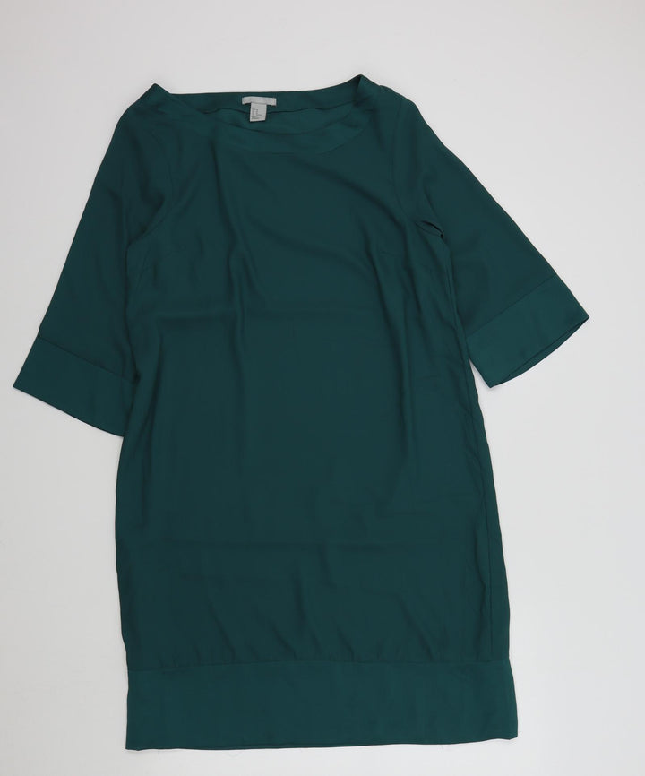 H&M Womens Green Colourblock A-Line Size 10