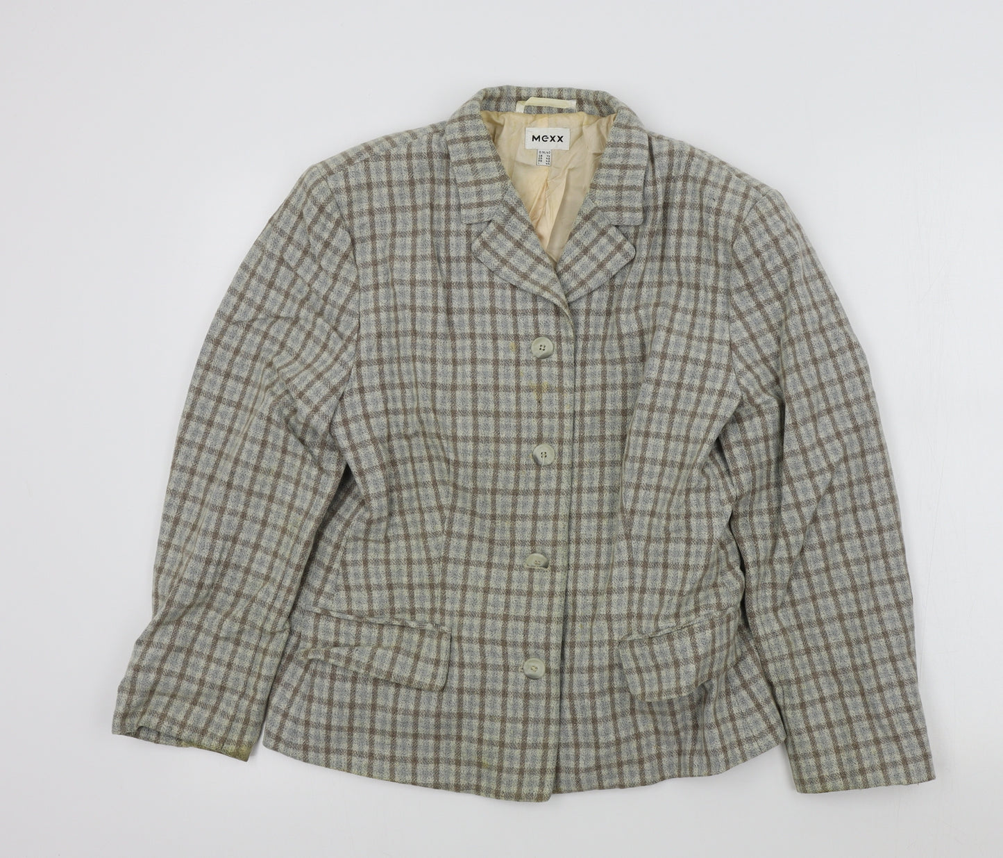 Mexx Womens Brown Geometric  Jacket Blazer Size 14